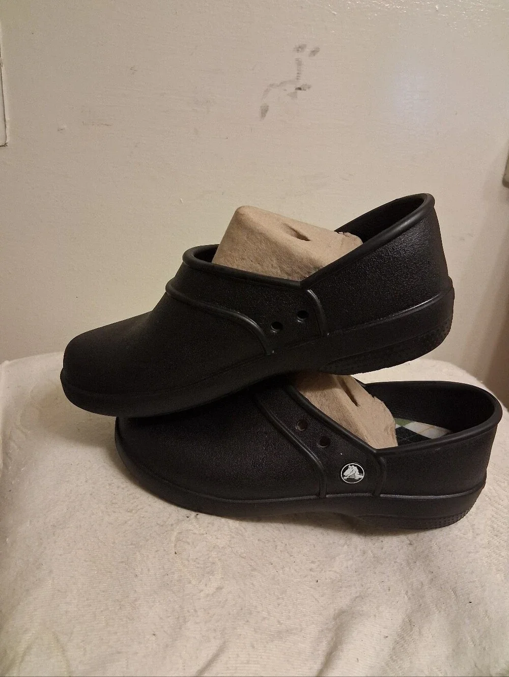 Womens CROCS Black Slip-On Clog Shoes Size 8 good for Nurses